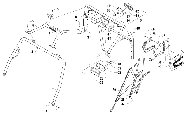Parts Diagram for Arctic Cat 2014 PROWLER 700 HDX KE ATV ROPS AND TAILLIGHT ASSEMBLY