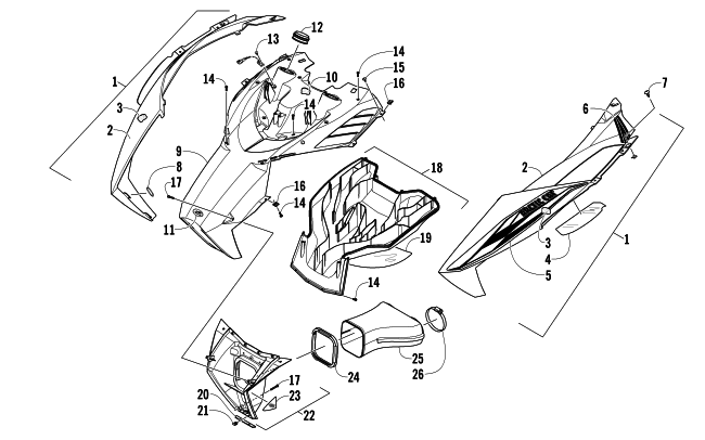 Parts Diagram for Arctic Cat 2013 F 800 SNO PRO RR K SNOWMOBILE HOOD AND AIR INTAKE ASSEMBLY