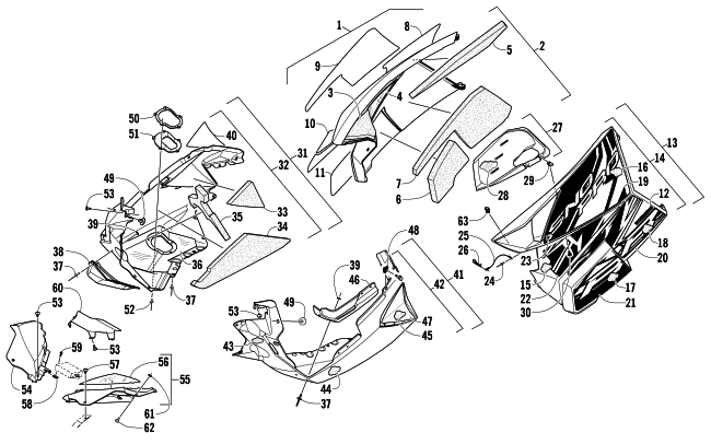 Parts Diagram for Arctic Cat 2013 F 800 SNO PRO RR K SNOWMOBILE SKID PLATE AND SIDE PANEL ASSEMBLY