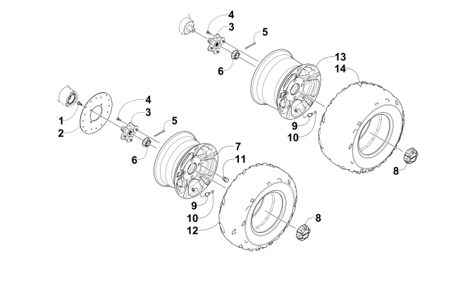 Parts Diagram for Arctic Cat 2014 PROWLER 1000 XTZ ATV WHEEL AND TIRE ASSEMBLY