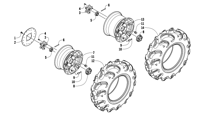 Parts Diagram for Arctic Cat 2013 1000 MUD PRO ATV WHEEL AND TIRE ASSEMBLY