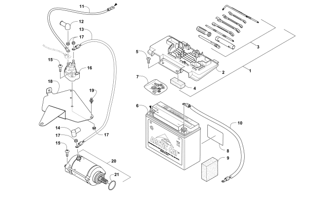 Parts Diagram for Arctic Cat 2013 1000 MUD PRO ATV BATTERY AND STARTER ASSEMBLY
