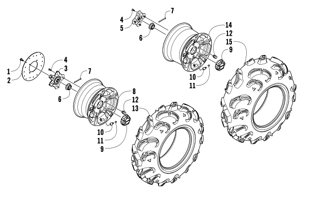 Parts Diagram for Arctic Cat 2013 700 MUD PRO ATV WHEEL AND TIRE ASSEMBLY