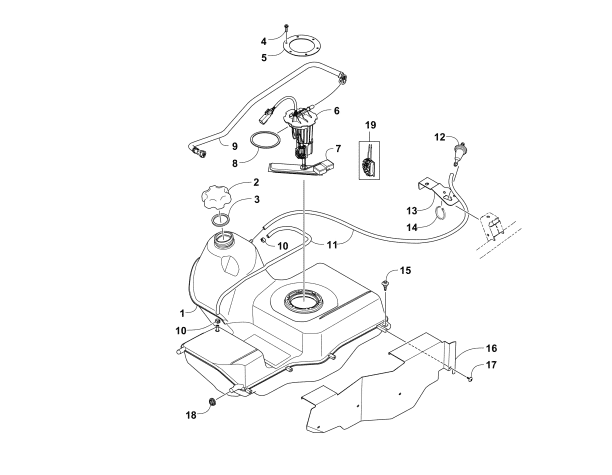 Parts Diagram for Arctic Cat 2016 TRV 700 EPS SE / ATV GAS TANK ASSEMBLY
