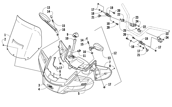 Parts Diagram for Arctic Cat 2013 TRV 1000 LTD ATV WINDSHIELD ASSEMBLY