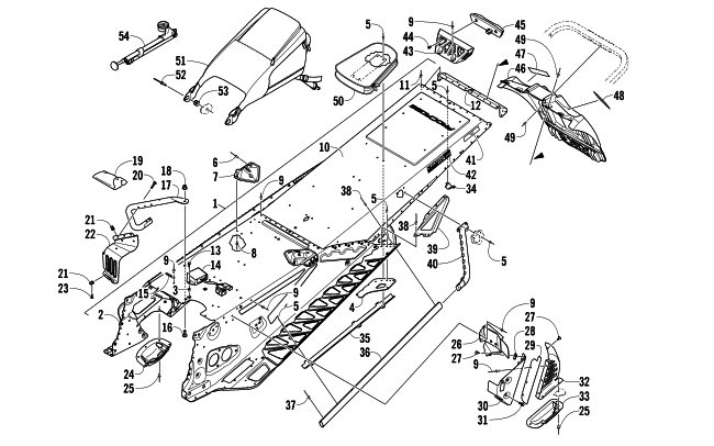 Parts Diagram for Arctic Cat 2013 XF 1100 TURBO CROSS-TOUR SNOWMOBILE TUNNEL AND SNOWFLAP ASSEMBLY