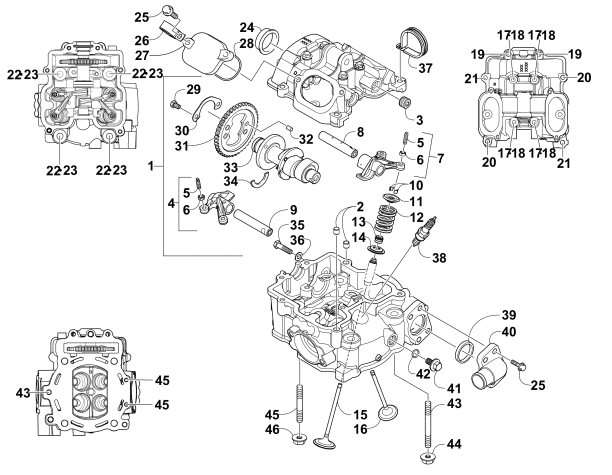 Parts Diagram for Arctic Cat 2014 WILDCAT ATV CYLINDER HEAD AND CAMSHAFT/VALVE ASSEMBLY