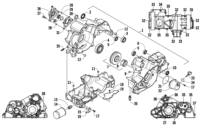 Parts Diagram for Arctic Cat 2013 WILDCAT 1000 LTD ATV CRANKCASE ASSEMBLY