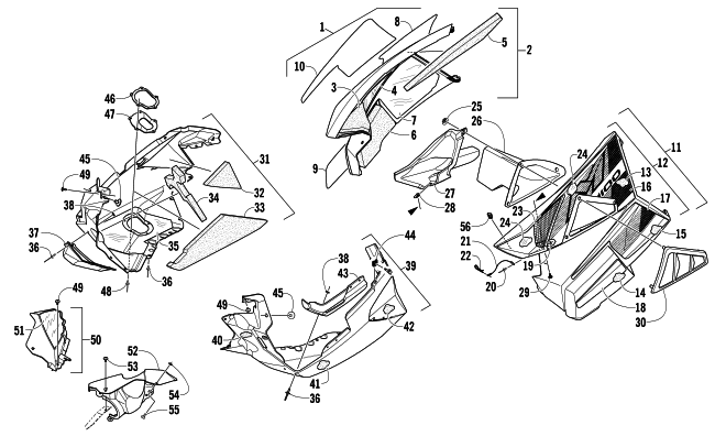 Parts Diagram for Arctic Cat 2013 M 1100 TURBO 153 SNOWMOBILE SKID PLATE AND SIDE PANEL ASSEMBLY