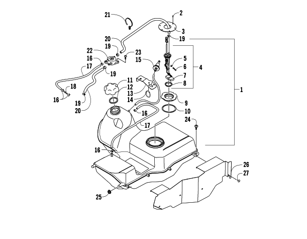 Parts Diagram for Arctic Cat 2014 TRV 400 ATV GAS TANK ASSEMBLY