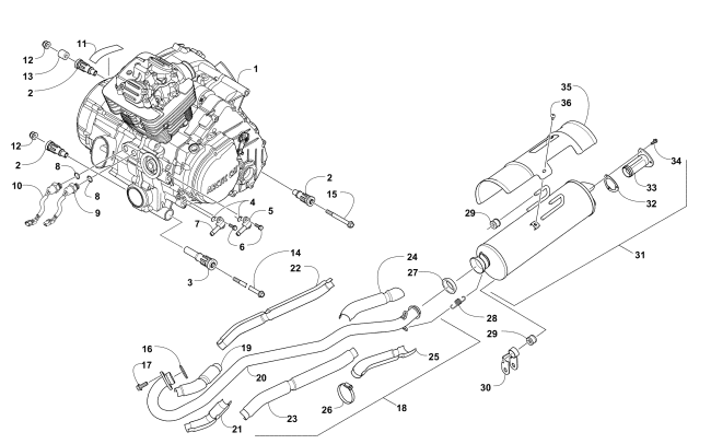 Parts Diagram for Arctic Cat 2014 TRV 400 ATV ENGINE AND EXHAUST