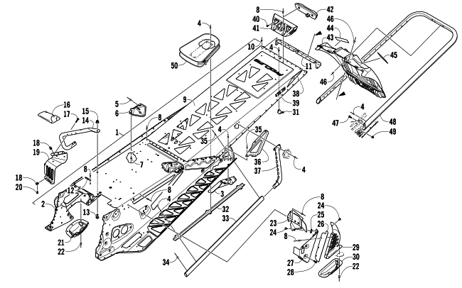 Parts Diagram for Arctic Cat 2013 M 1100 153 SNOWMOBILE TUNNEL, REAR BUMPER, AND SNOWFLAP ASSEMBLY