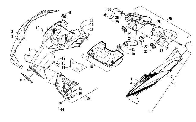 Parts Diagram for Arctic Cat 2013 M 1100 153 SNOWMOBILE HOOD AND AIR INTAKE ASSEMBLY