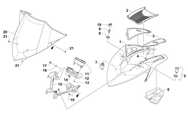 Parts Diagram for Arctic Cat 2015 M 8000 153 SNOWMOBILE WINDSHIELD AND INSTRUMENTS ASSEMBLIES