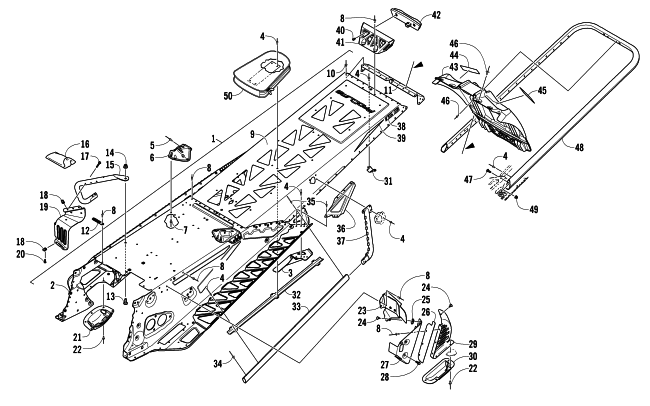 Parts Diagram for Arctic Cat 2013 M 800 153 SNOWMOBILE TUNNEL, REAR BUMPER, AND SNOWFLAP ASSEMBLY