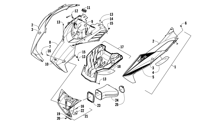 Parts Diagram for Arctic Cat 2013 M 800 153 SNOWMOBILE HOOD AND AIR INTAKE ASSEMBLY