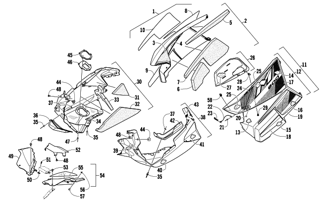 Parts Diagram for Arctic Cat 2013 M 800 153 SNOWMOBILE SKID PLATE AND SIDE PANEL ASSEMBLY