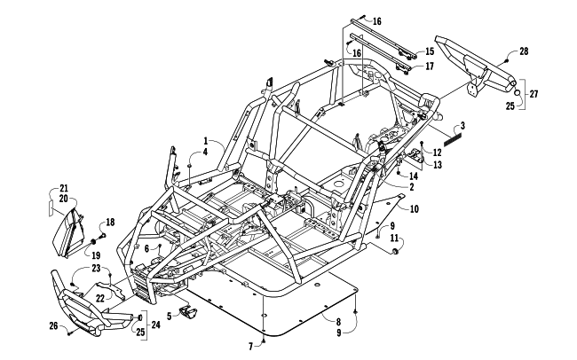 Parts Diagram for Arctic Cat 2013 WILDCAT 1000 LTD ATV FRAME, HEADLIGHTS, AND RELATED PARTS