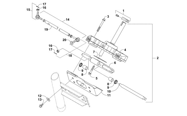 Parts Diagram for Arctic Cat 2013 WILDCAT X ATV RACK AND PINION ASSEMBLY (SER. # 309156 AND BELOW)