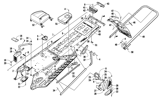 Parts Diagram for Arctic Cat 2013 M 800 SNO PRO LTD ES 153 SNOWMOBILE TUNNEL, REAR BUMPER, AND SNOWFLAP ASSEMBLY