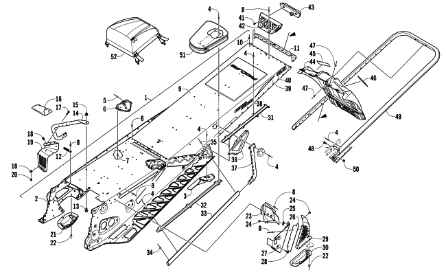 Parts Diagram for Arctic Cat 2013 M 800 SNO PRO LTD ES 162 SNOWMOBILE TUNNEL, REAR BUMPER, AND SNOWFLAP ASSEMBLY
