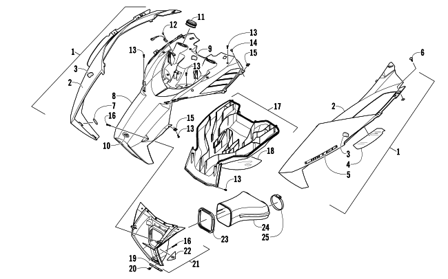 Parts Diagram for Arctic Cat 2013 F 800 SNO PRO LTD SNOWMOBILE HOOD AND AIR INTAKE ASSEMBLY