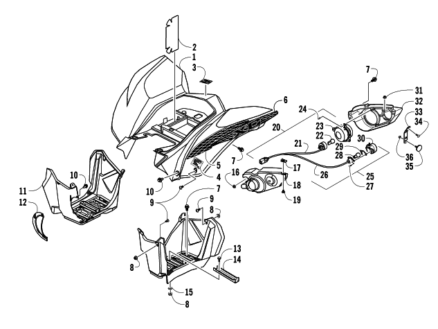 Parts Diagram for Arctic Cat 2013 XC 450 EFI ATV REAR BODY AND TAILLIGHT ASSEMBLY