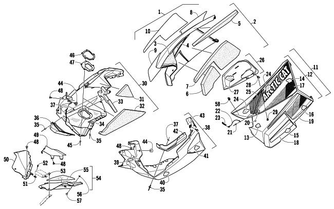 Parts Diagram for Arctic Cat 2013 XF 800 CROSS-TOUR SNOWMOBILE SKID PLATE AND SIDE PANEL ASSEMBLY