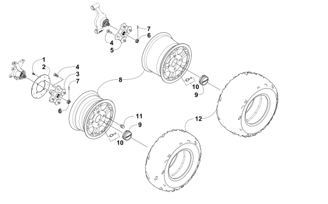 Parts Diagram for Arctic Cat 2012 XC 450 EFI ATV WHEEL AND TIRE ASSEMBLY