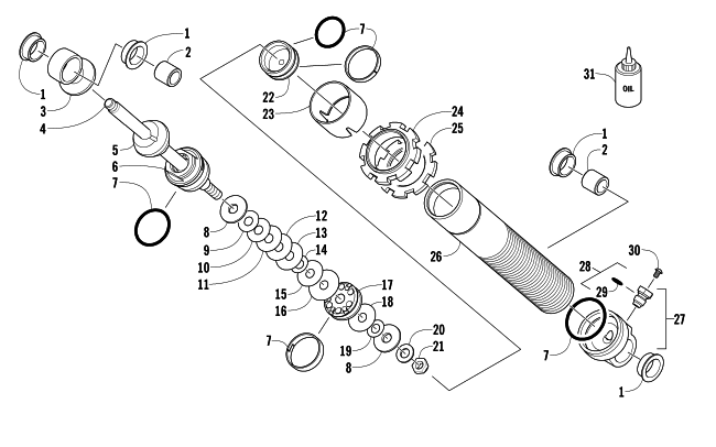 Parts Diagram for Arctic Cat 2013 F 800 LXR SNOWMOBILE FRONT SUSPENSION SHOCK ABSORBER