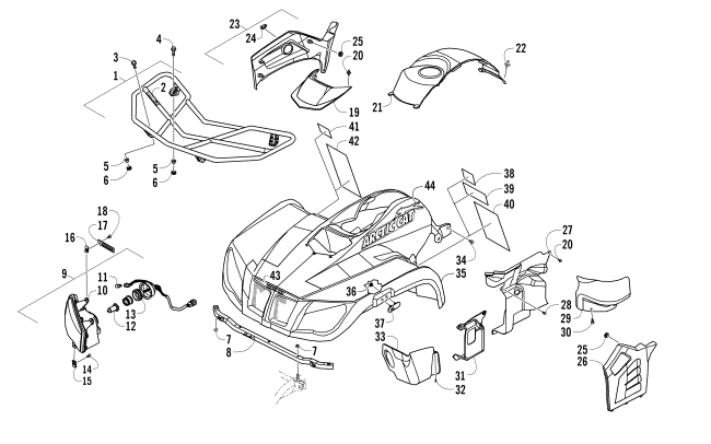Parts Diagram for Arctic Cat 2013 450 CR ATV FRONT RACK, BODY PANEL, AND HEADLIGHT ASSEMBLIES