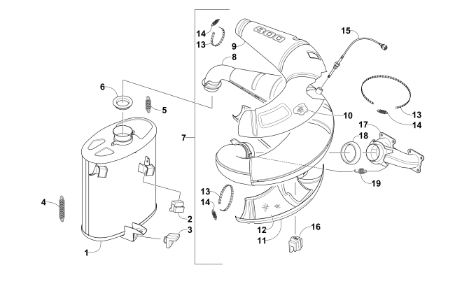 Parts Diagram for Arctic Cat 2016 ZR 8000 SNO PRO RR 129 SNOWMOBILE EXHAUST ASSEMBLY