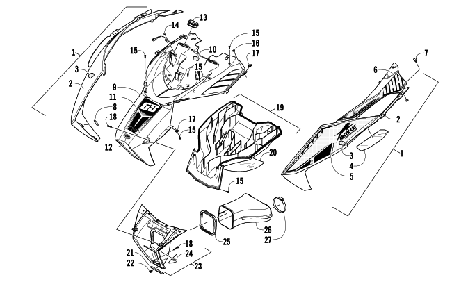 Parts Diagram for Arctic Cat 2013 F 800 TUCKER HIBBERT SIGNATURE EDITION SNOWMOBILE HOOD AND AIR INTAKE ASSEMBLY