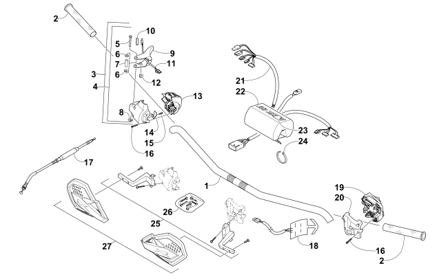 Parts Diagram for Arctic Cat 2015 ZR 6000 TUCKER HIBBERT RR SNOWMOBILE HANDLEBAR AND CONTROLS
