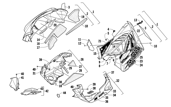 Parts Diagram for Arctic Cat 2013 SNO PRO 600 SNOWMOBILE SKID PLATE AND SIDE PANEL ASSEMBLY