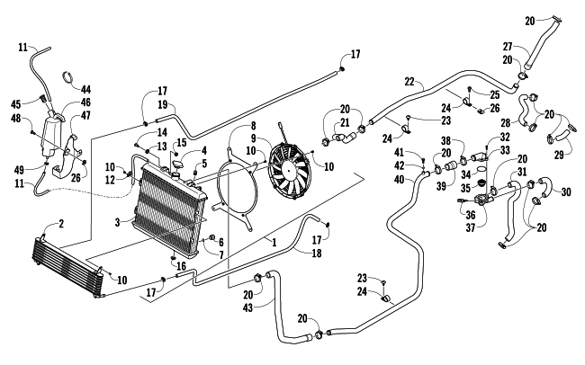 Parts Diagram for Arctic Cat 2014 PROWLER 1000 XTZ ATV COOLING ASSEMBLY