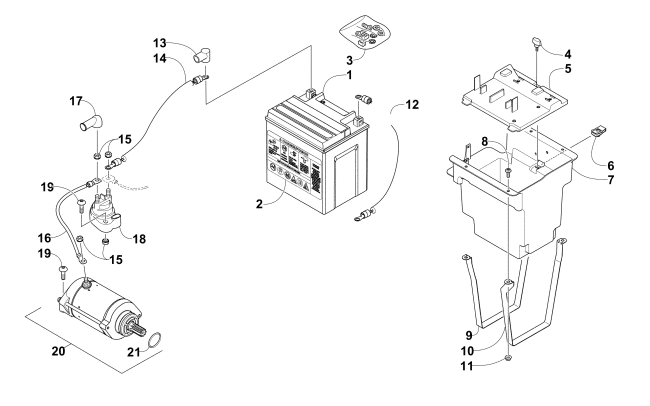 Parts Diagram for Arctic Cat 2013 PROWLER 700 HDX KE ATV BATTERY AND STARTER MOTOR ASSEMBLY