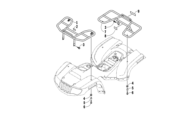 Parts Diagram for Arctic Cat 2014 90 2X4 UTILITY ATV FRONT AND REAR RACK ASSEMBLY