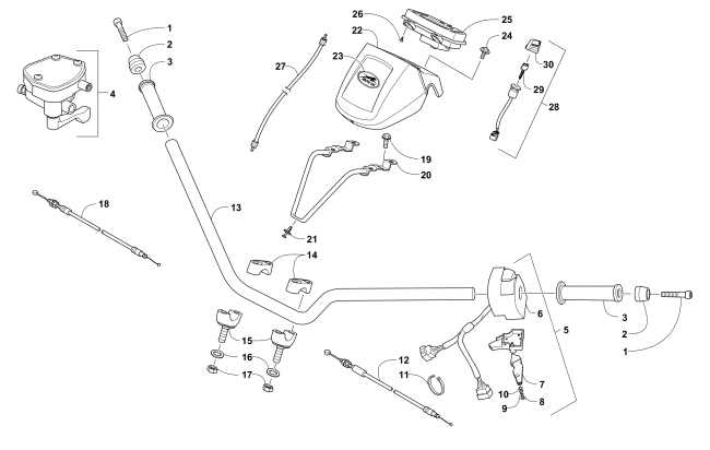 Parts Diagram for Arctic Cat 2014 300 2X4 UTILITY ATV HANDLEBAR, INSTRUMENT POD, AND CONTROL ASSEMBLIES