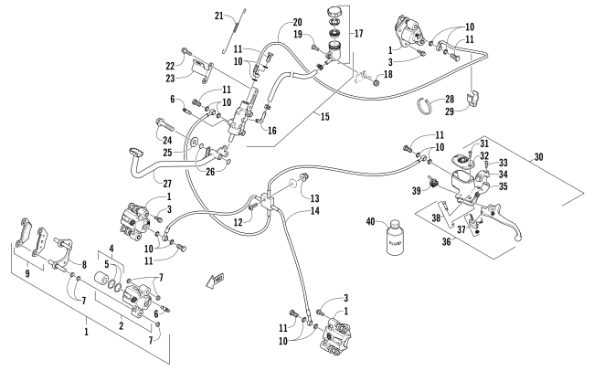Parts Diagram for Arctic Cat 2015 TRV 1000 LTD ATV HYDRAULIC BRAKE ASSEMBLY