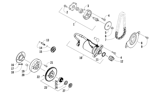 Parts Diagram for Arctic Cat 2015 90 2X4 UTILITY ATV STARTER MOTOR AND OIL PUMP ASSEMBLY