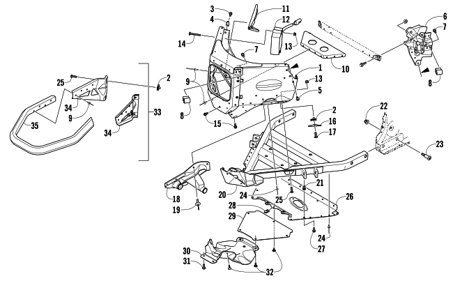 Parts Diagram for Arctic Cat 2013 M 800 SNO PRO LTD 153 SNOWMOBILE FRONT BUMPER AND FRAME ASSEMBLY