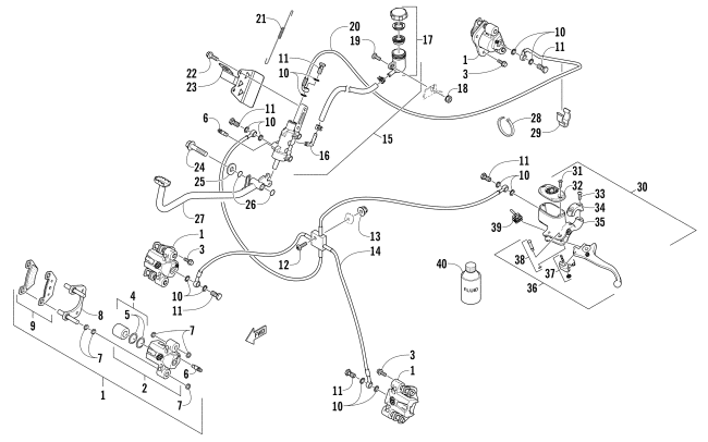 Parts Diagram for Arctic Cat 2014 1000 XT ATV HYDRAULIC BRAKE ASSEMBLY