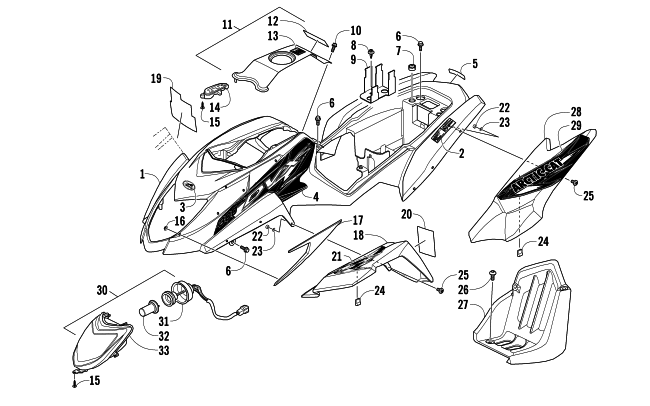 Parts Diagram for Arctic Cat 2013 300 DVX ATV BODY PANEL AND HEADLIGHT ASSEMBLY