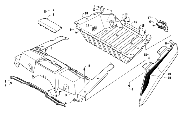 Parts Diagram for Arctic Cat 2013 WILDCAT 1000 ATV CARGO BOX AND TAILLIGHT ASSEMBLY