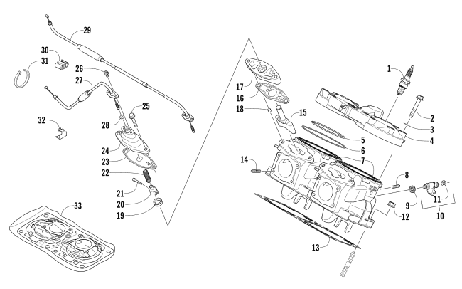 Parts Diagram for Arctic Cat 2016 M 6000 LTD 153 SNOWMOBILE CYLINDER AND HEAD ASSEMBLY
