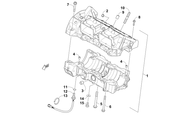 Parts Diagram for Arctic Cat 2015 XF 6000 CROSS-TOUR 141 SNOWMOBILE CRANKCASE ASSEMBLY