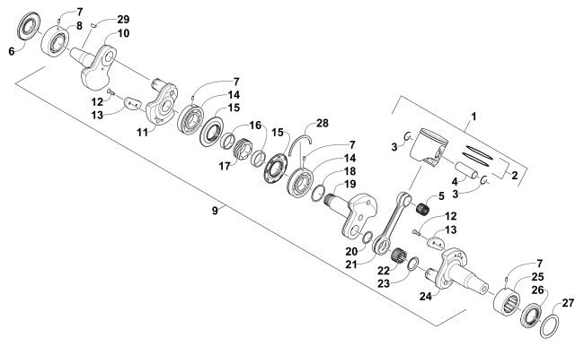 Parts Diagram for Arctic Cat 2016 M 6000 SNO PRO 141 EARLY BUILD SNOWMOBILE PISTON AND CRANKSHAFT