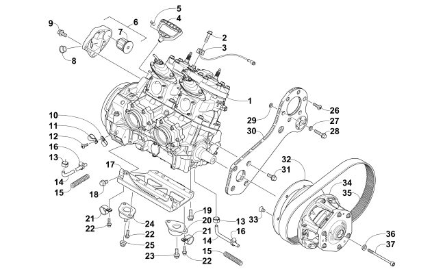 Parts Diagram for Arctic Cat 2014 ZR 6000 EL TIGRE SNOWMOBILE ENGINE AND RELATED PARTS