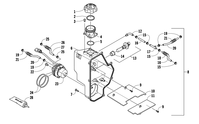 Parts Diagram for Arctic Cat 2014 M 6000 SNO PRO 153 SNOWMOBILE OIL TANK ASSEMBLY